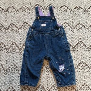 Vintage OshKosh B'gosh Blue Fleece Lined Overalls with Snowman Design 6-9 Months